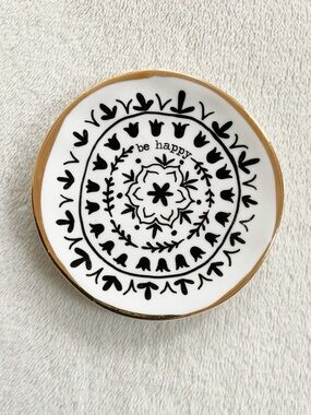 Natural Life Be Happy Trinket Dish Ring Holder Tea Bag Spoon Rest